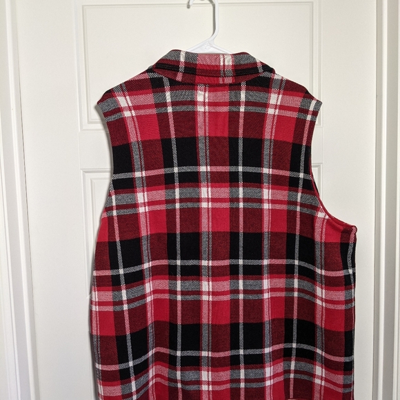 Women's Chaps Asymmetrical-Zip Plaid Vest 2X- Red - Picture 3 of 8